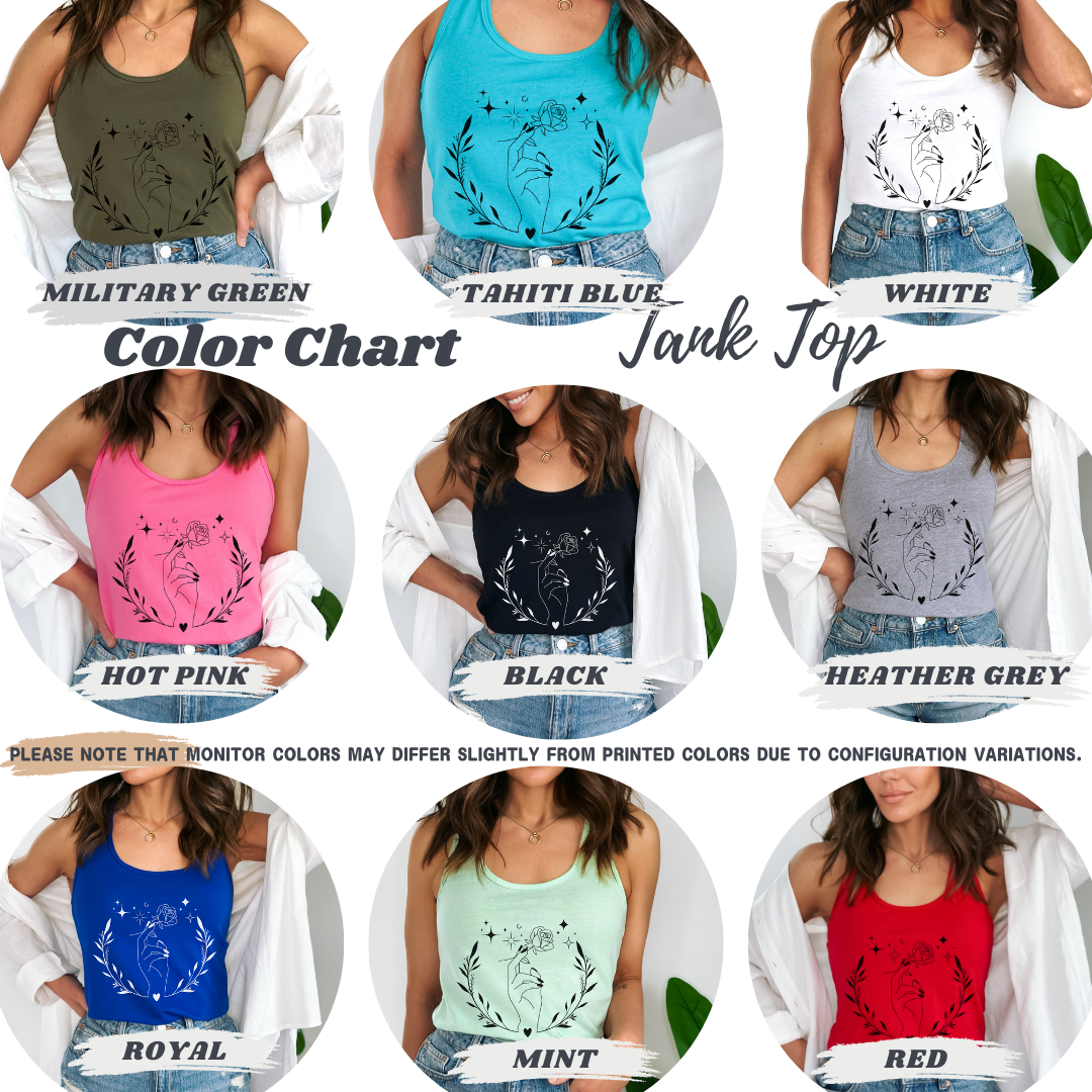Floral Hand Leaf Circle Racerback Tank Top
