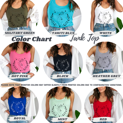 Floral Hand Leaf Circle Racerback Tank Top